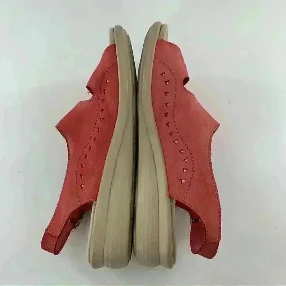 Hotter womens sandals size 8 39 red nubuck sticky strap walking Grannycore